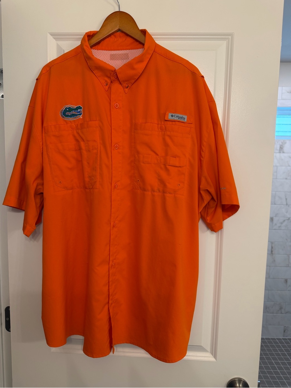 Columbia Men’s Short-Sleeve Button-Down Shirt — Orange